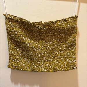 Aerie Yellow and White Floral Crop Top